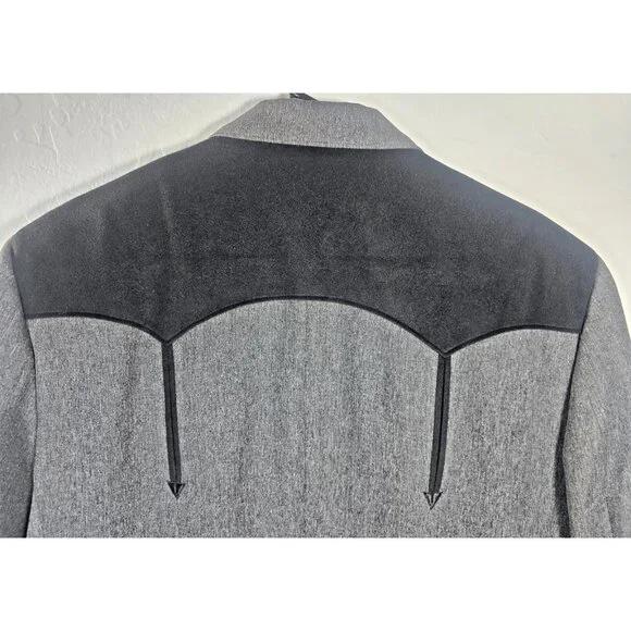 Circle S Men’s 46L Western Blazer Gray Black Yoke Lined 2-Button Cowboy Coat - Picture 10 of 16
